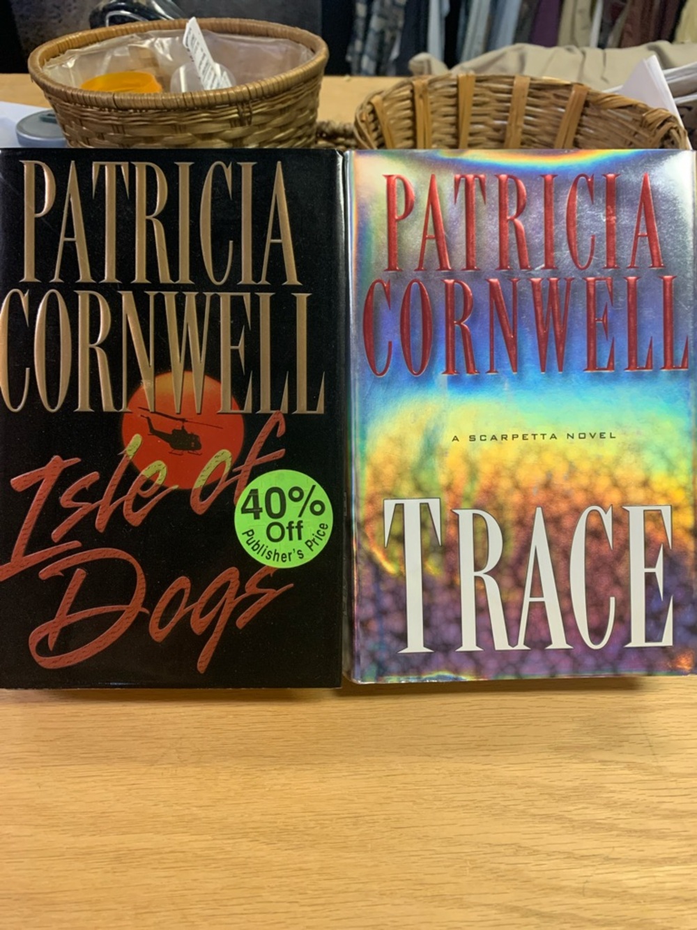 Patricia Cornwell. Hardcover books. Isle of Dogs and Trace.